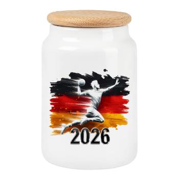 Germany Flags Handball Players 2026 - Cookie Jar with Wooden Lid - white - Front