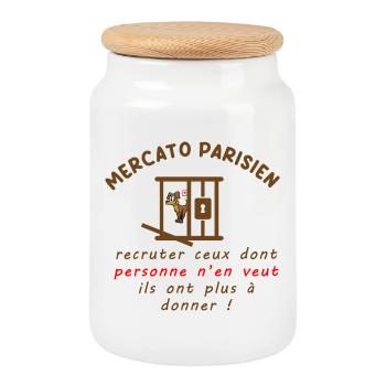 Mercato_parisien_recruter - Boîte à biscuits avec couvercle en bois - blanc - Devant