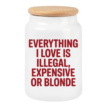 Tout ce que j’aime Illégalement, hommes blonds chers - Boîte à biscuits avec couvercle en bois - blanc - Devant