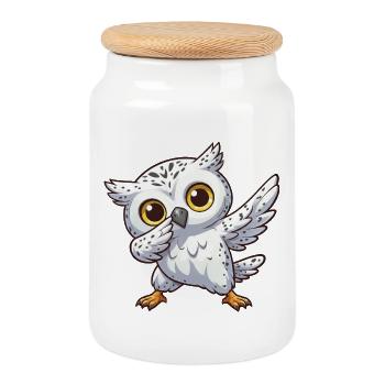 Chouette des neiges cool en train de tamponner les enfants - Boîte à biscuits avec couvercle en bois - blanc - Devant