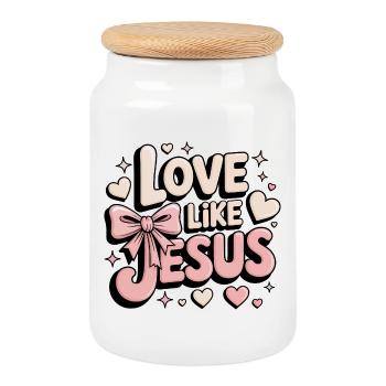 Love Like Jesus - Keksdose mit Holzdeckel - Weiß - Vorne