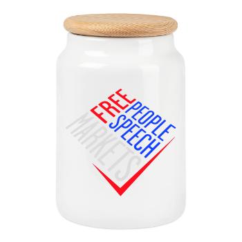 Marché de la liberté d’expression Peuple Libertarian Freedom Logo - Boîte à biscuits avec couvercle en bois - blanc - Devant