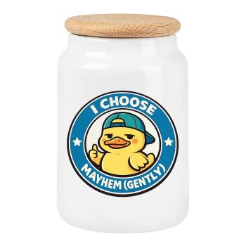 Je choisis le chaos doucement baisser - Boîte à biscuits avec couvercle en bois - blanc - Devant