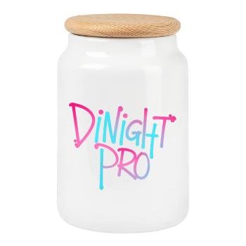 Dinight Pro Neon Gradient - Cookie Jar with Wooden Lid - white - Front
