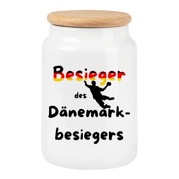 European Handball Championship 2026 - Defeat of the Denmark Defeater - Cookie Jar with Wooden Lid - white - Front