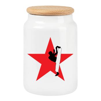 Capoeira - Fighting - Dance - Cookie Jar with Wooden Lid - white - Front