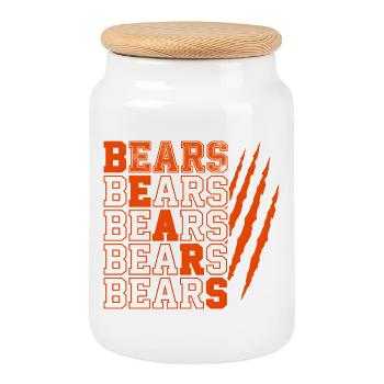 Bears Text with Distressed Claw Marks - Cookie Jar with Wooden Lid - white - Front