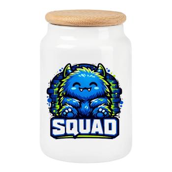 Blue Monster Squad Logo - Cookie Jar with Wooden Lid - white - Front