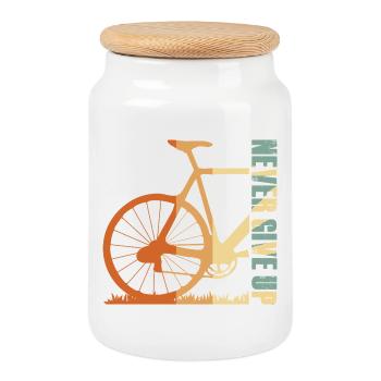 Bike Silhouette Gradient Design - Cookie Jar with Wooden Lid - white - Front
