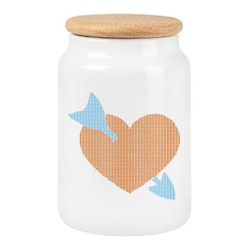 Cœur transpercé par une flèche - Boîte à biscuits avec couvercle en bois - blanc - Devant