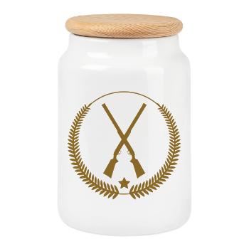 Chasse - Chasseur - Boîte à biscuits avec couvercle en bois - blanc - Devant