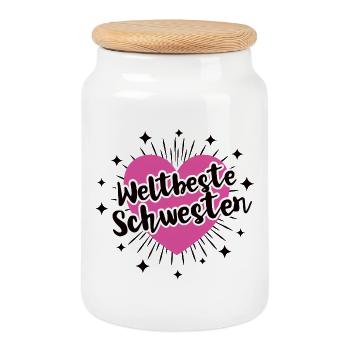 Meilleure sœur du monde Sœur et Frère et Sœur Anniversaire - Boîte à biscuits avec couvercle en bois - blanc - Devant