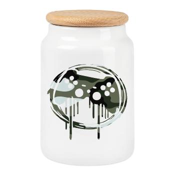 camouflage gaming - Keksdose mit Holzdeckel - Weiß - Vorne