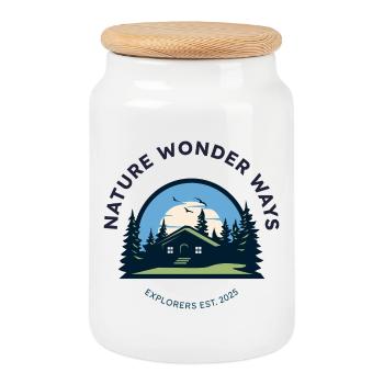 Voies merveilleuses de la nature - Boîte à biscuits avec couvercle en bois - blanc - Devant
