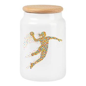 Diction de la fille de handball - Boîte à biscuits avec couvercle en bois - blanc - Devant