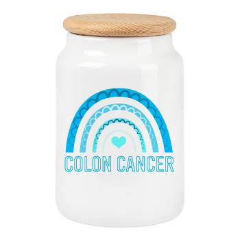 Colon, Cancer, Large Intestine - Cookie Jar with Wooden Lid - white - Front