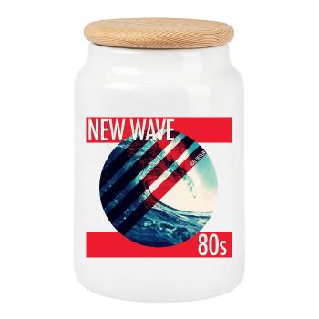New Wave Neon Surf 80s - Cookie Jar with Wooden Lid - white - Front