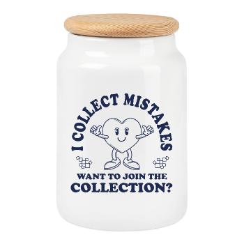 I Collect Mistakes – Retro Comic Flirt Saying - Cookie Jar with Wooden Lid - white - Front