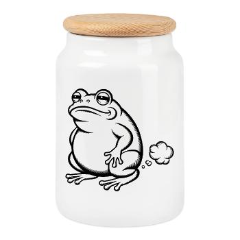 Pets grenouilles qui pètent pet pétant crapaud crapaud pétant - Boîte à biscuits avec couvercle en bois - blanc - Devant