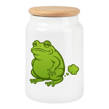 pet de grenouille pet pet crapaud pet crapaud pet - Boîte à biscuits avec couvercle en bois - blanc - Devant
