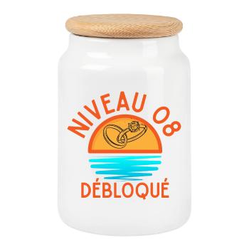 Level 08 Unlocked, Creative and Fresh Design - Cookie Jar with Wooden Lid - white - Front