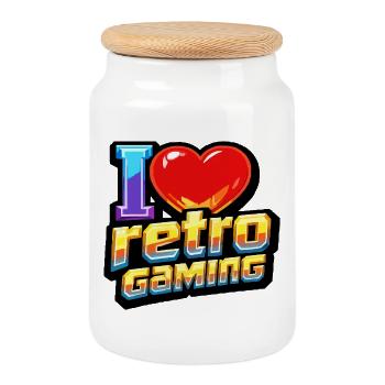 I love Retro Gaming - Keksdose mit Holzdeckel - Weiß - Vorne
