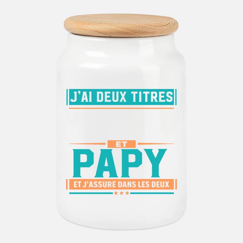 Ich habe zwei Titel: Papa und Opa Geschenkidee - Keksdose mit Holzdeckel - Weiß