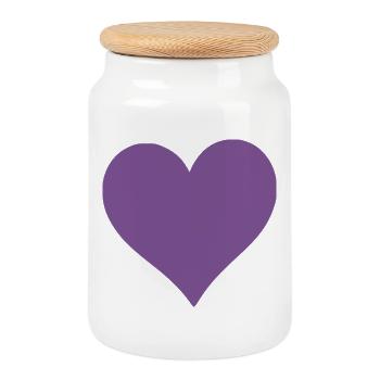 violet heart 2 hearts violet heart pattern - Cookie Jar with Wooden Lid - white - Front