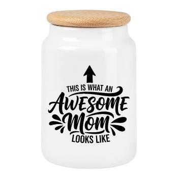 Voilà à quoi ressemble une super maman : cadeau de maman - Boîte à biscuits avec couvercle en bois - blanc - Devant