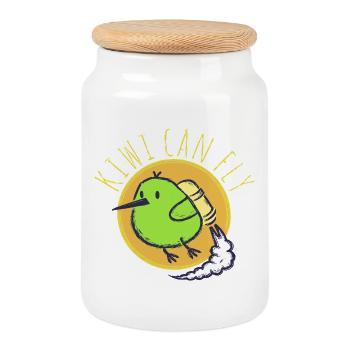 Les Kiwis peuvent voler - Boîte à biscuits avec couvercle en bois - blanc - Devant