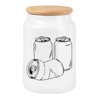 Dose als Motiv für Sprüche und Bierfans - Keksdose mit Holzdeckel - Weiß - Vorne