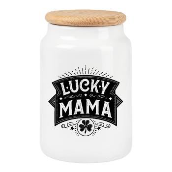 Lucky Mama - Cookie Jar with Wooden Lid - white - Front