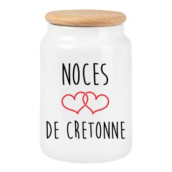 Cretonne wedding 19 years of love - Cookie Jar with Wooden Lid - white - Front