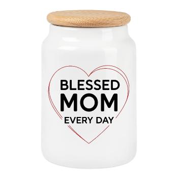 Cadeau maman tous les jours - Boîte à biscuits avec couvercle en bois - blanc - Devant