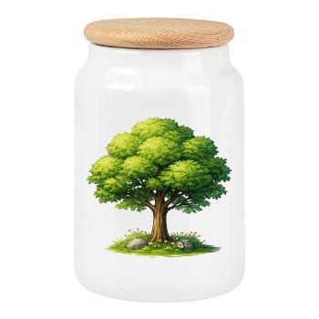 Baum im Sonnenlicht  - Keksdose mit Holzdeckel - Weiß - Vorne