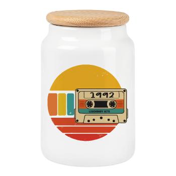 Geburtstag 1992 Geburtstag 1992 Geboren 1992 Geburtstag - Keksdose mit Holzdeckel - Weiß - Vorne