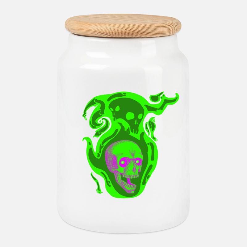 nebula skull - Cookie Jar with Wooden Lid - white