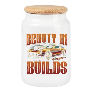 Restauration automobile beauté dans les constructions - Boîte à biscuits avec couvercle en bois - blanc - Devant
