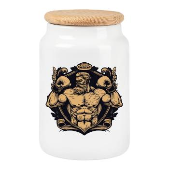 Kämpfer Boxer MMA - Keksdose mit Holzdeckel - Weiß - Vorne