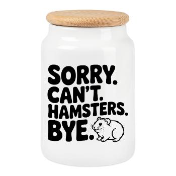 Désolé. Je ne peux pas. Hamsters. Au revoir. - Boîte à biscuits avec couvercle en bois - blanc - Devant