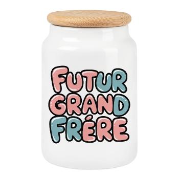 Futur Grand Frère – T-shirt Enfant Annonce Grosses - Boîte à biscuits avec couvercle en bois - blanc - Devant