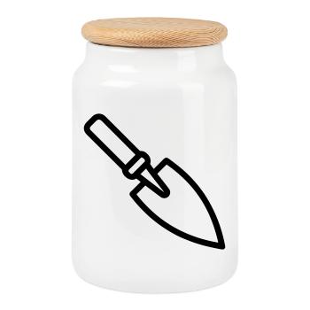 Trowel - Cookie Jar with Wooden Lid - white - Front