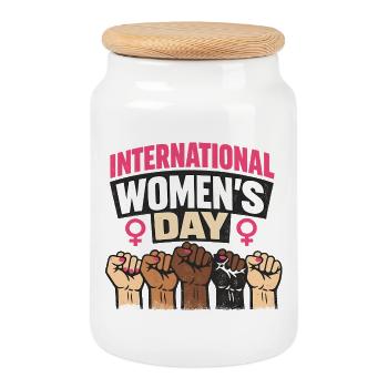 International Women's Day - Celebrate Equality! - Cookie Jar with Wooden Lid - white - Front