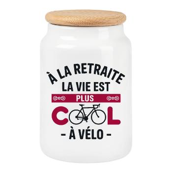 Retirement Life Is Cooler Bike Gift Bike - Cookie Jar with Wooden Lid - white - Front