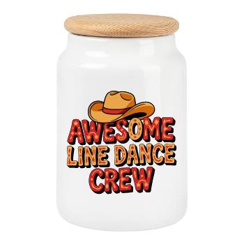 Awesome Line Dance Crew - Keksdose mit Holzdeckel - Weiß - Vorne