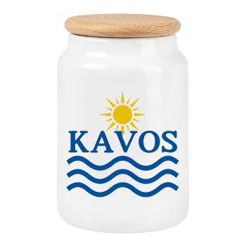KAVOS Küstensonnenwellen - Keksdose mit Holzdeckel - Weiß - Vorne