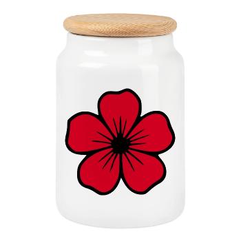 Hibiskus Blume rot Blume Hibiscus Hawaii Blüte - Keksdose mit Holzdeckel - Weiß - Vorne