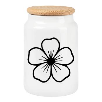 Hibiscus Flower Hibiscus Hawaiian Blossom - Cookie Jar with Wooden Lid - white - Front