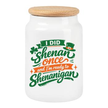 Prêt devant les bêtises | La Saint-Patrick - Boîte à biscuits avec couvercle en bois - blanc - Devant