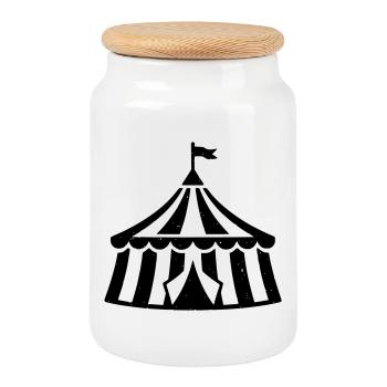 Circus Tent Circus Vintage Grunge - Cookie Jar with Wooden Lid - white - Front